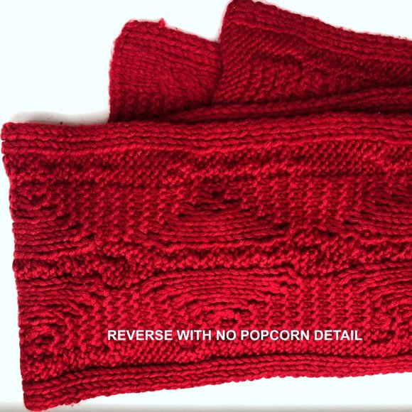 EUC - Red Cable Knit Scarf w/Popcorn Knot Detail - Picture 4 of 4